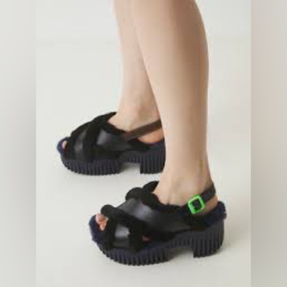 4CCCCEES Platform Sandals with Chunky Sole in Black L70-520